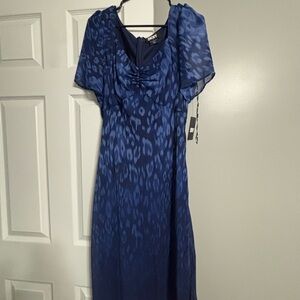 DKNY Navy Animal Print Midi Dress